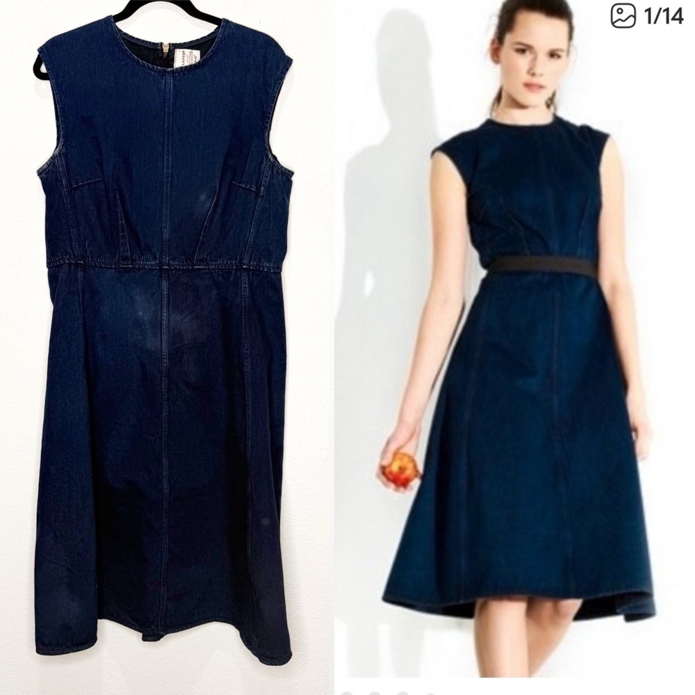 Lanvin Acne Denim Fit Flare Dress Belt Italy